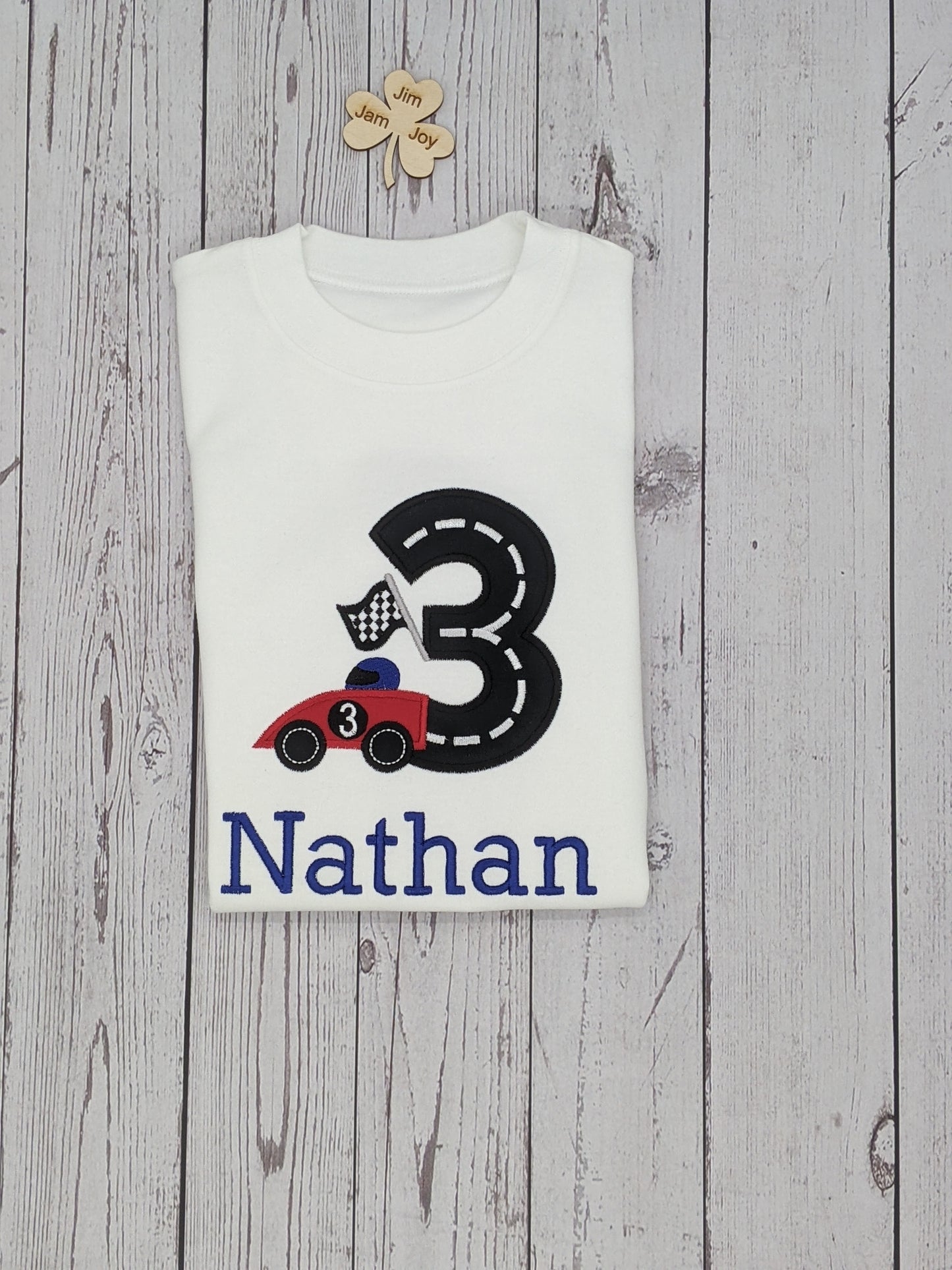 children birthday tshirt race car with race track