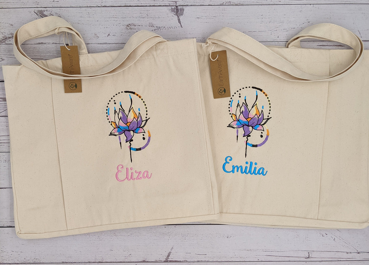 Personalised Yoga Tote Bag Namaste, Yoga Mat Bag with Yoga Mat Pocket, Pilates Mat Bag, Organic Cotton Tote Bag, Large Gym Bag, Embroidery