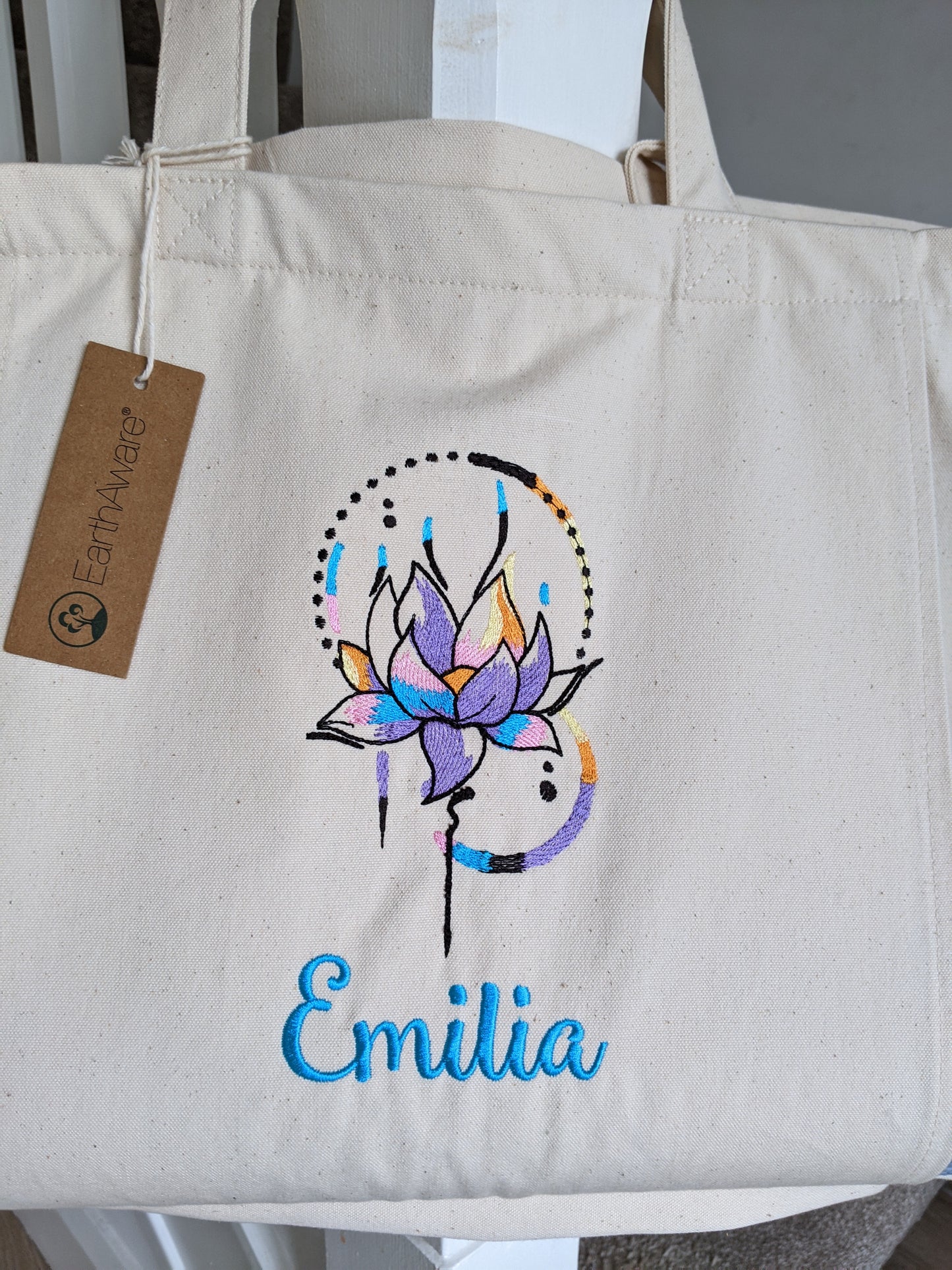 Personalised Yoga Tote Bag Namaste, Yoga Mat Bag with Yoga Mat Pocket, Pilates Mat Bag, Organic Cotton Tote Bag, Large Gym Bag, Embroidery