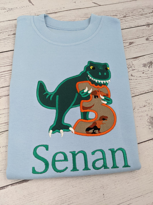 children dinosaur trex birthday tshirt