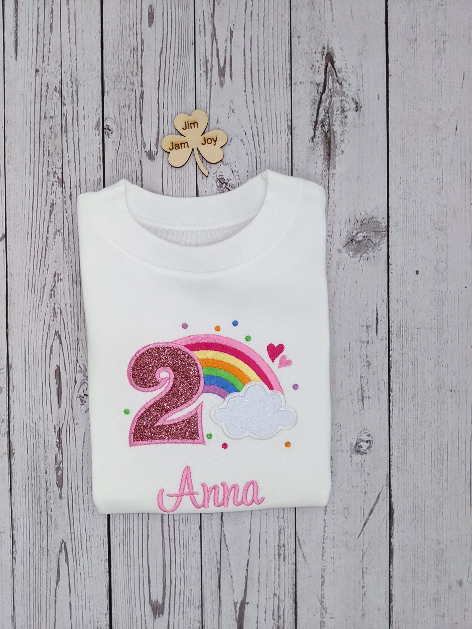 Personalised Rainbow Birthday  tshirt with cloud 