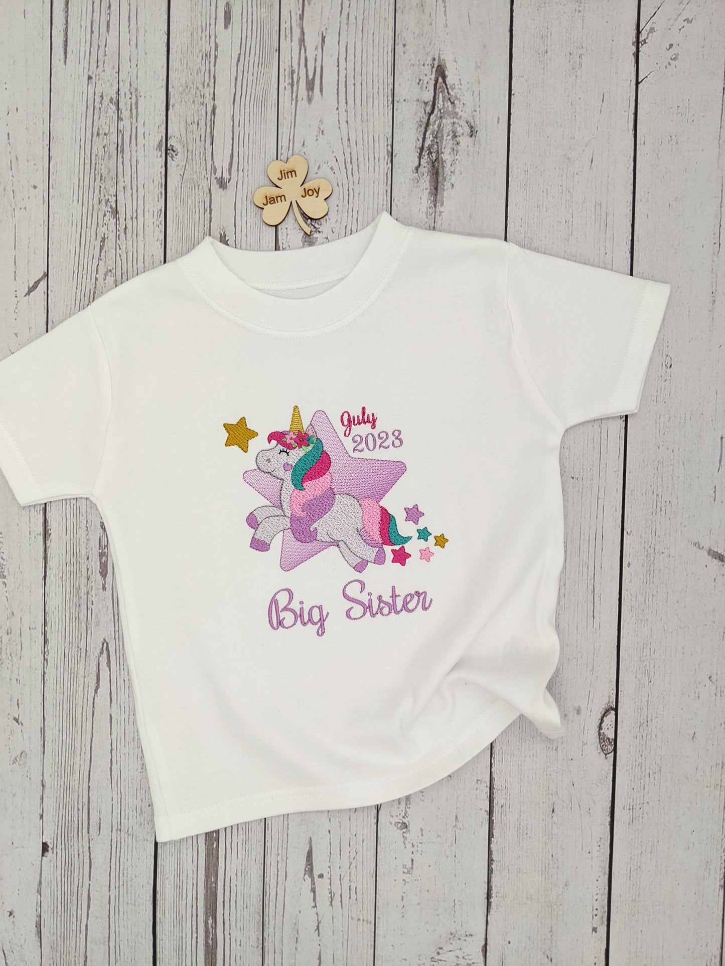 Big Sister t shirt with a Cute Unicorn and Rainbow Hair