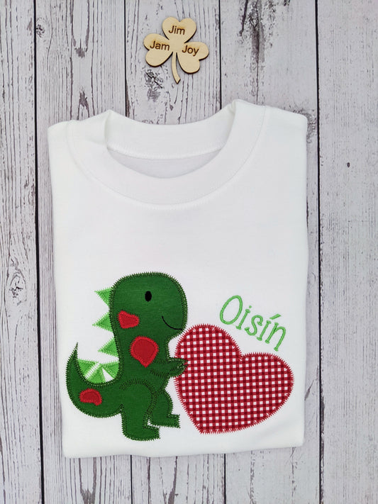 Valentine day Dinosaur tshirt with Heart