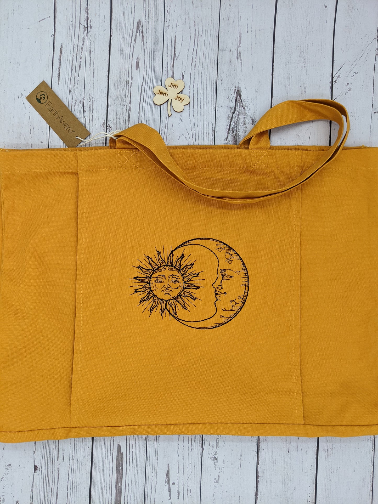 Organic Yoga tote bag Moon and Sun