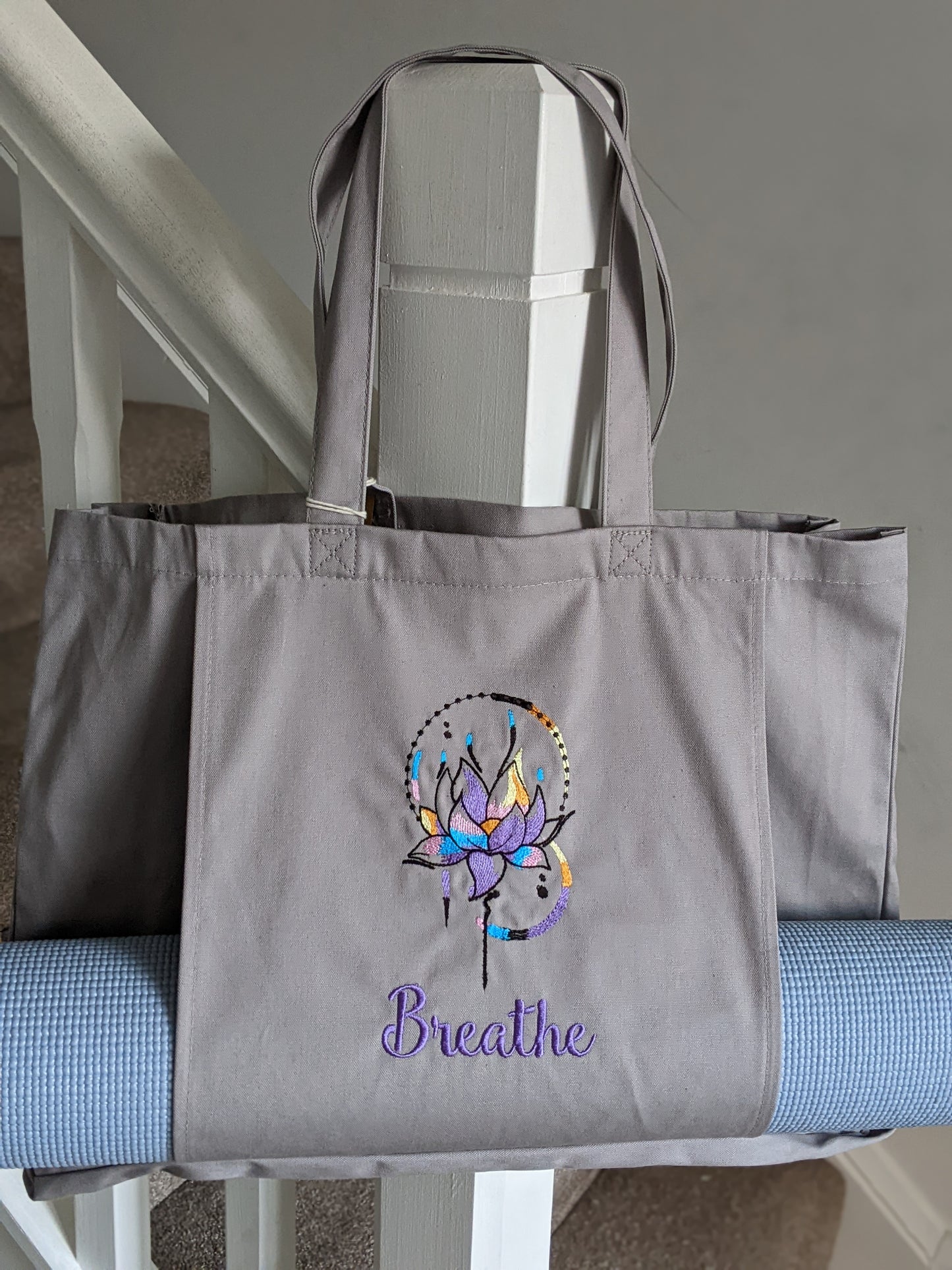 Lotus organic yoga tote bag