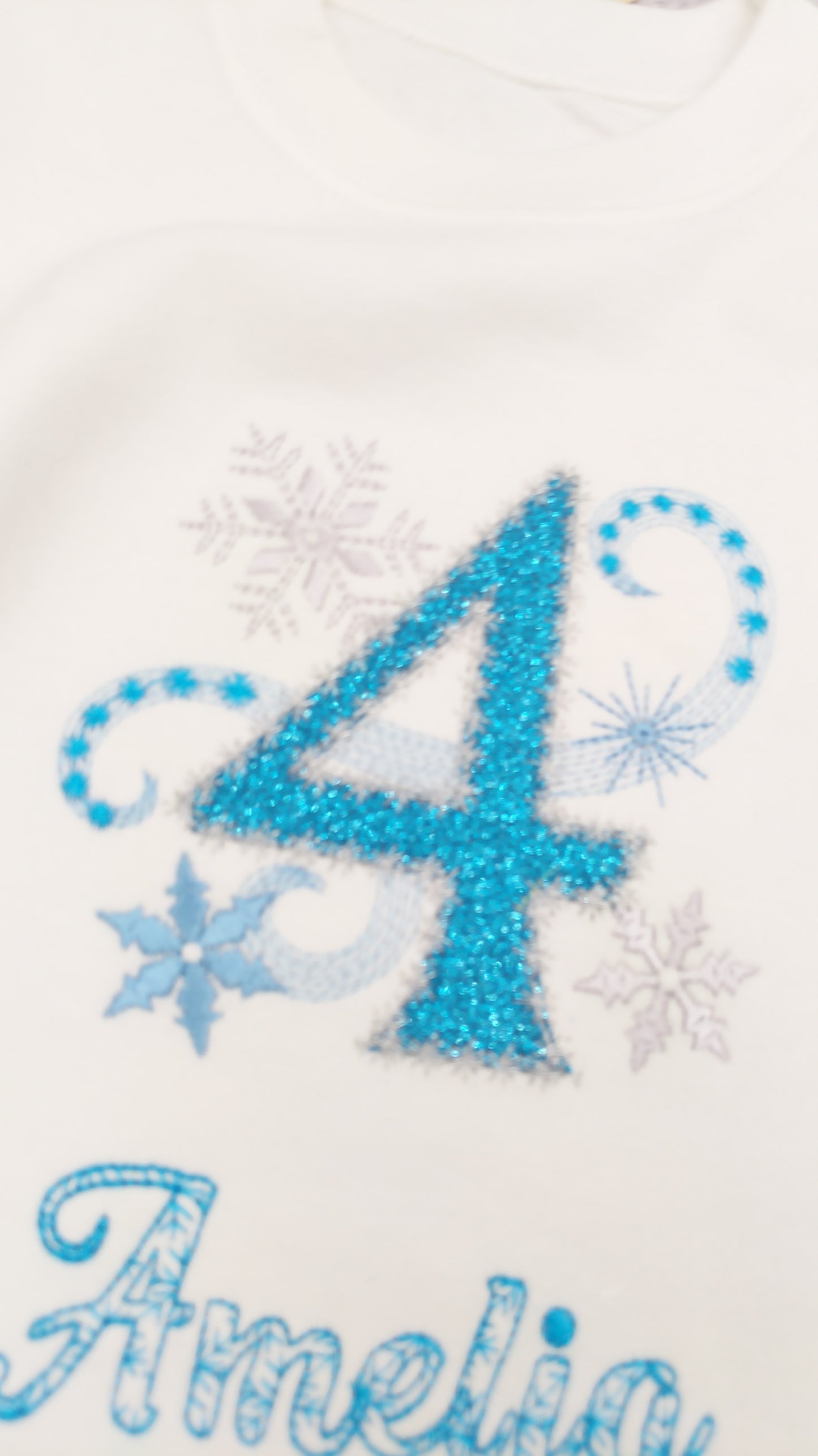 Personalised Frozen Birthday  Tshirt |  Snow Font | Kid Birthday Tshirt - Embroidery