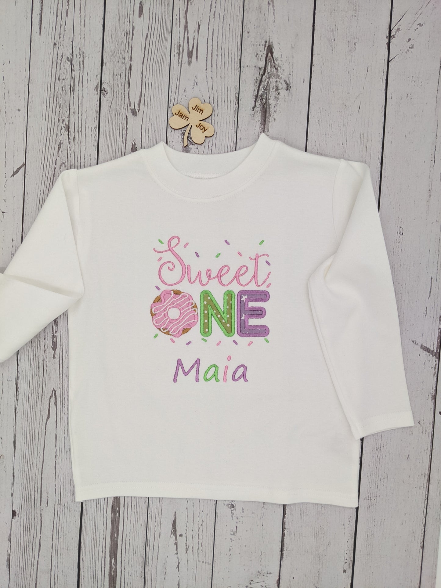 Children Birthday Tshirt Sweet One with Donut - 1st Birthday - Embroidery