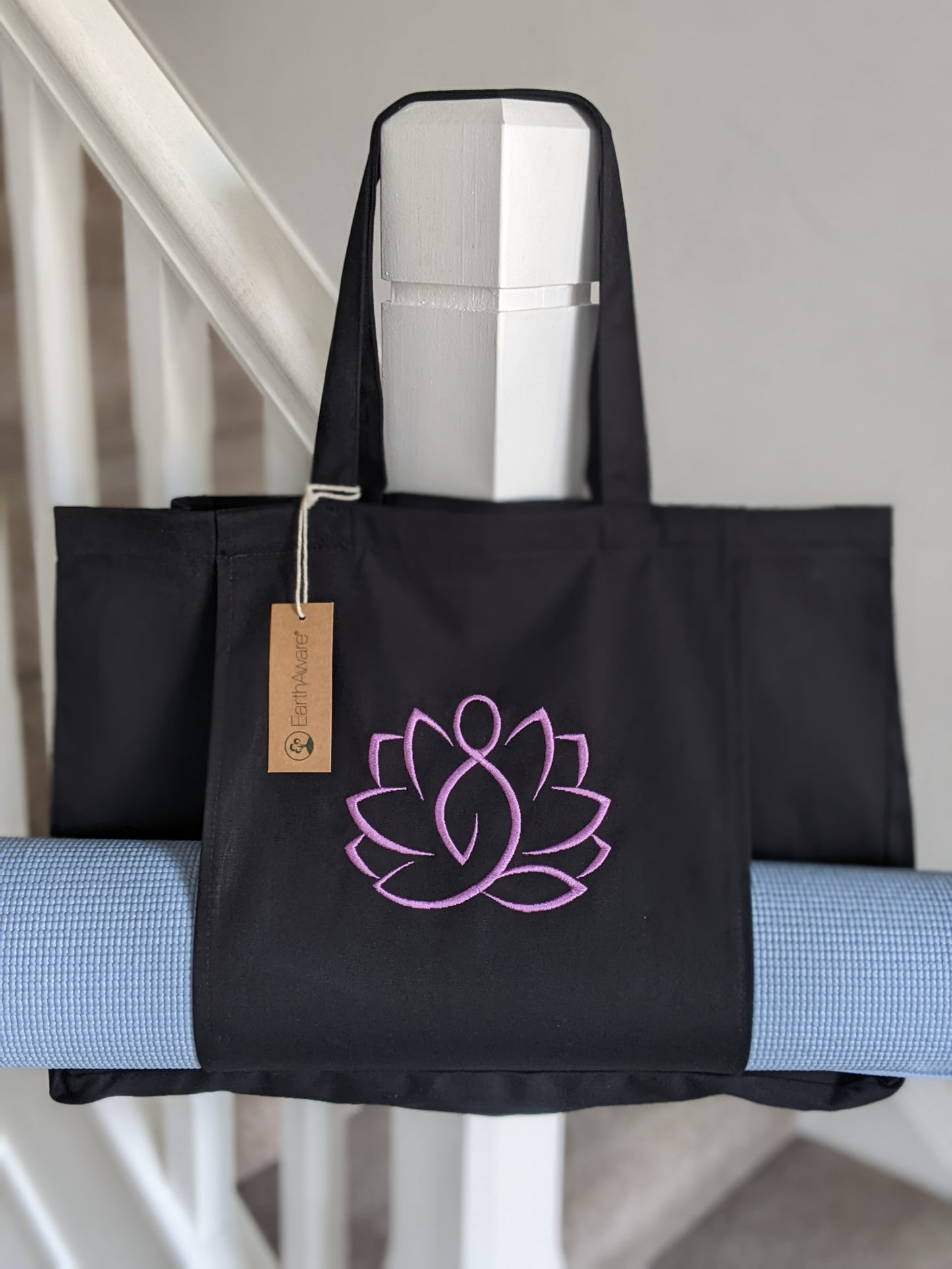 Personalised Organic Yoga Tote bag with mat pocket