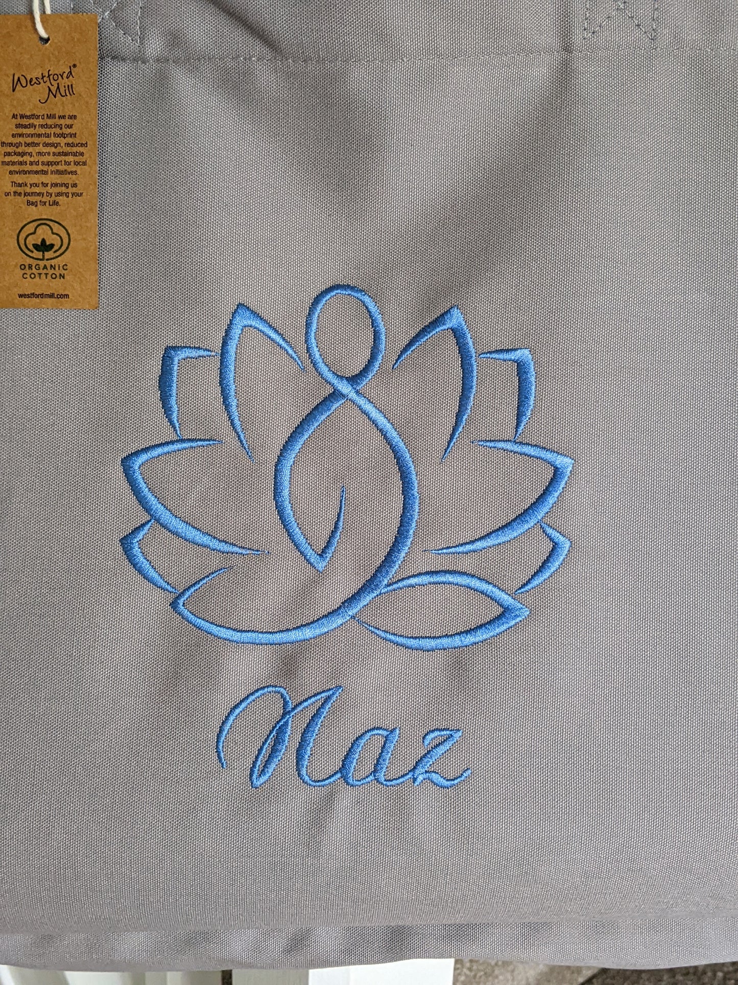 Personalised Organic Yoga Tote bag with mat pocket