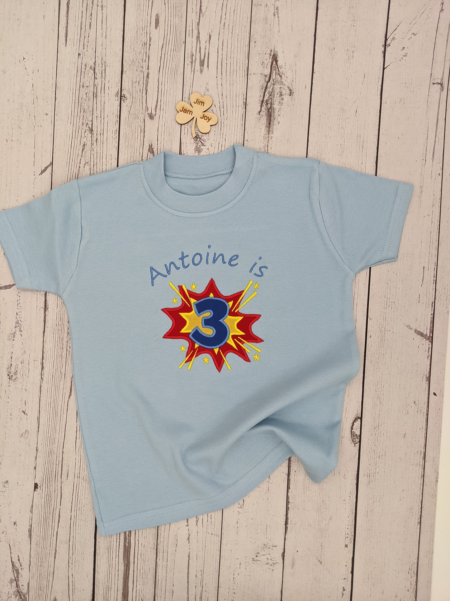 Children Superhero Birthday Tshirt - Embroidery