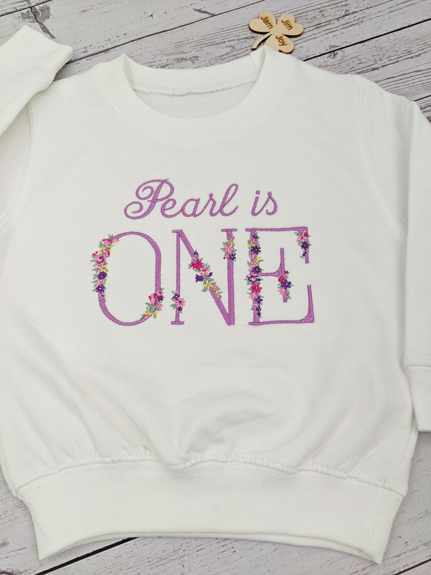 1st Birthday sweatshirt monogram flower